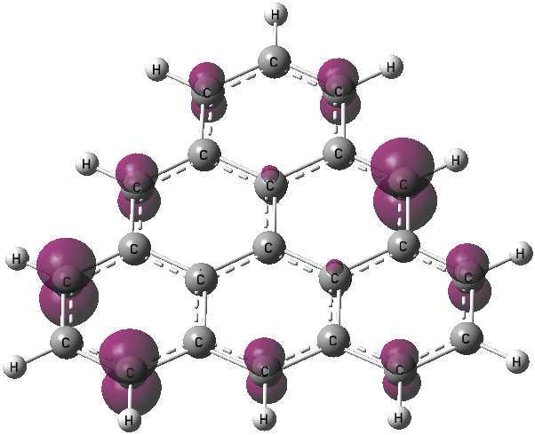Unpaired electron density shown by GaussView